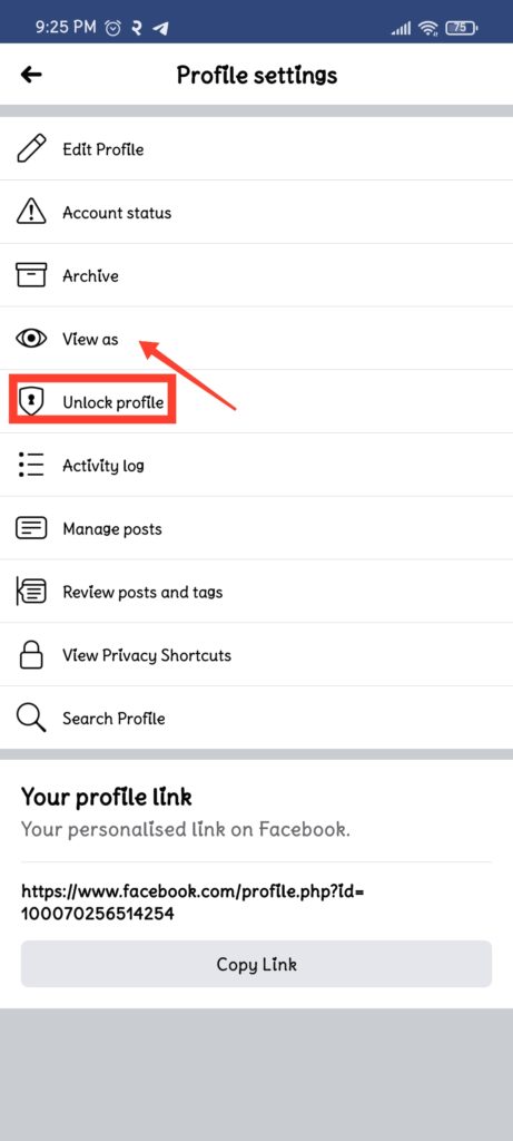 unlock profile in facebook