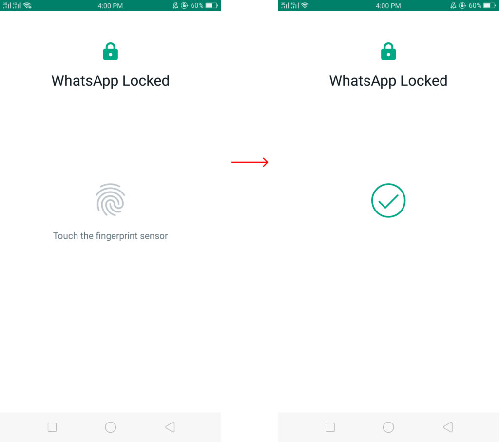 How to Confirm your fingerprint on Whatsapp to Hide WhatsApp Chat