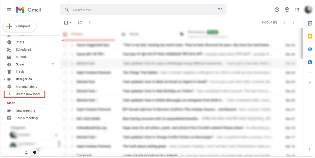 Create labels to categorize incoming emails