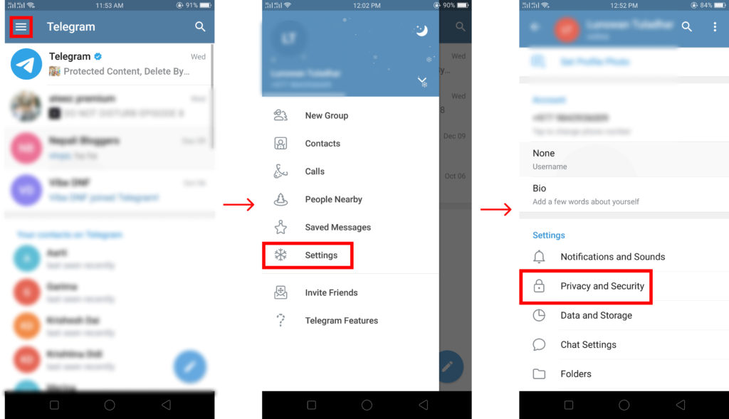 Disable Sync Contacts on Telegram on Android