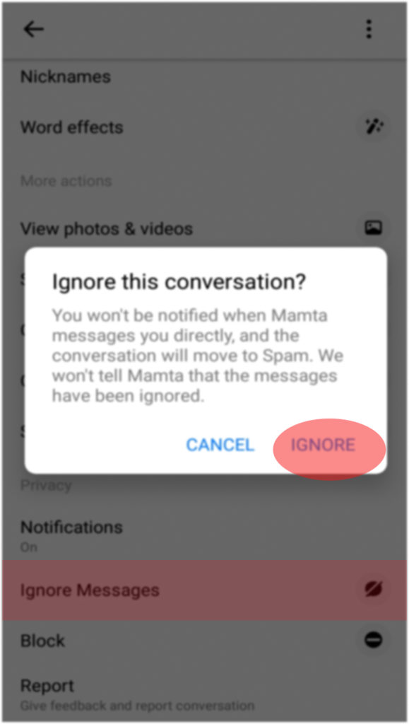 How to ignore messages on Instagram?