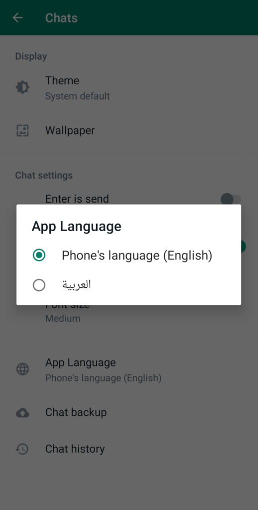 How to change language on WhatsApp?
