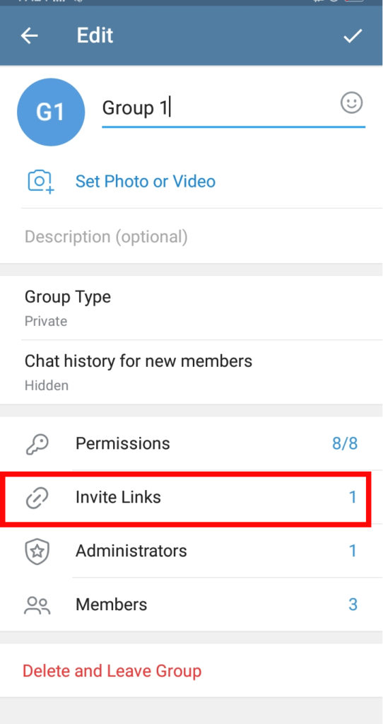 Send Invite links on Telegram