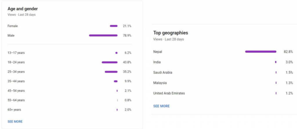 Youtube Audience Analytics: Top geographies, Age and Gender 