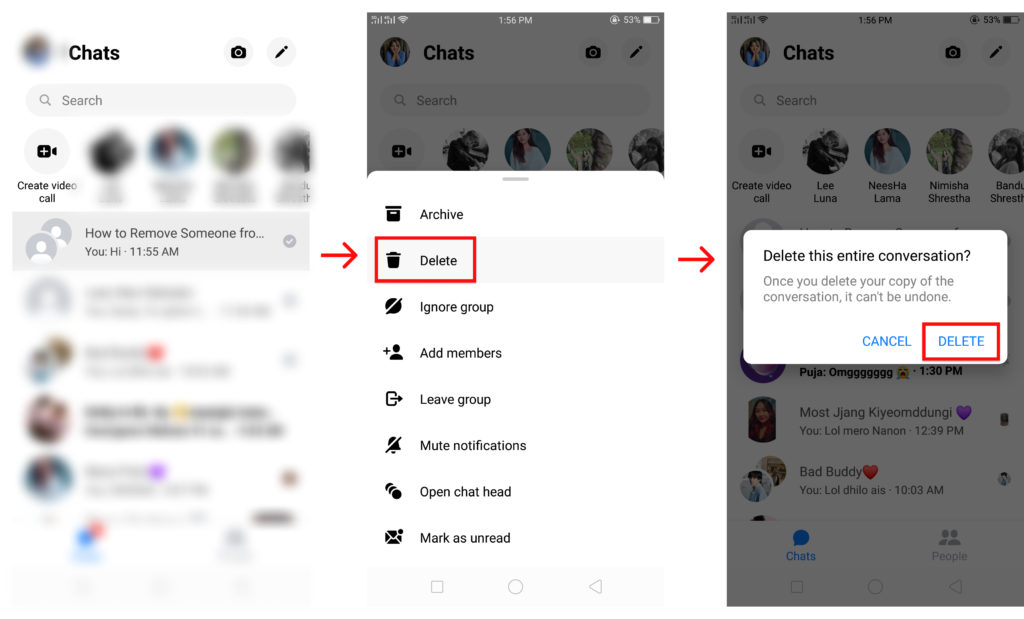 How to Delete a group chat on Messenger for everyone