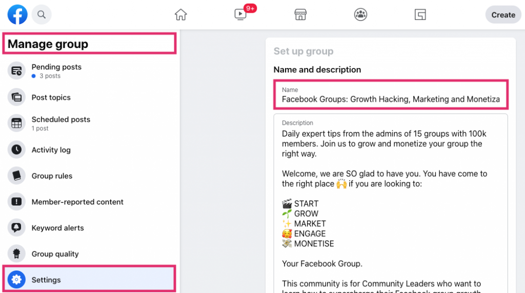 Easily change group name on Facebook from laptop