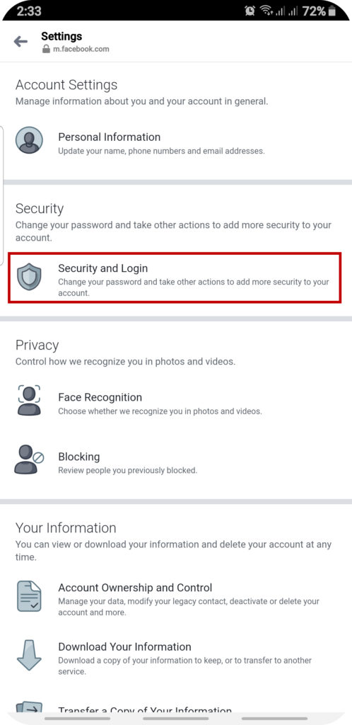 Security and Login Setting