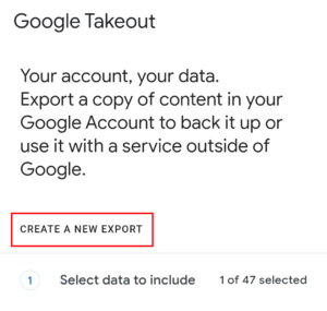 Lastly to download Gmail Emails in bulk click on Create a new export
