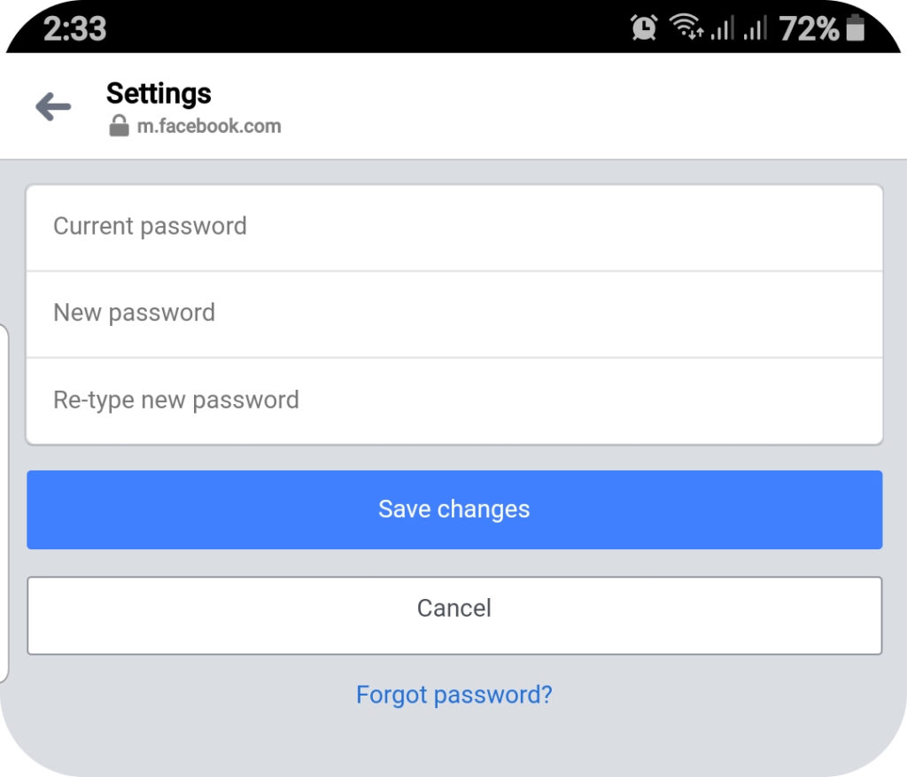 Change password to a new one