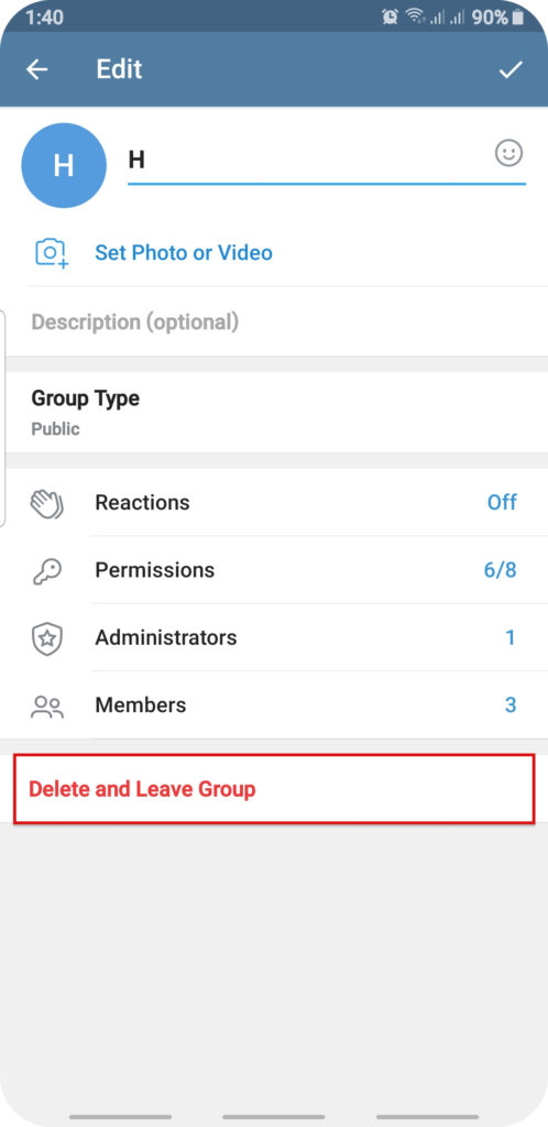 Delete and leave group