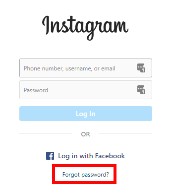 Click Forgot Password to reset password on Instagram