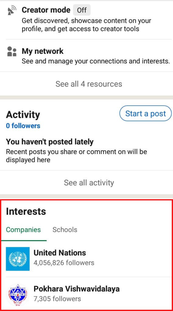 How to remove interests on LinkedIn?