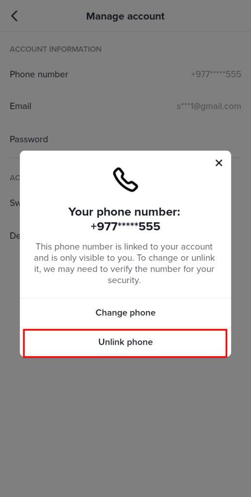 How to remove phone number from TikTok?