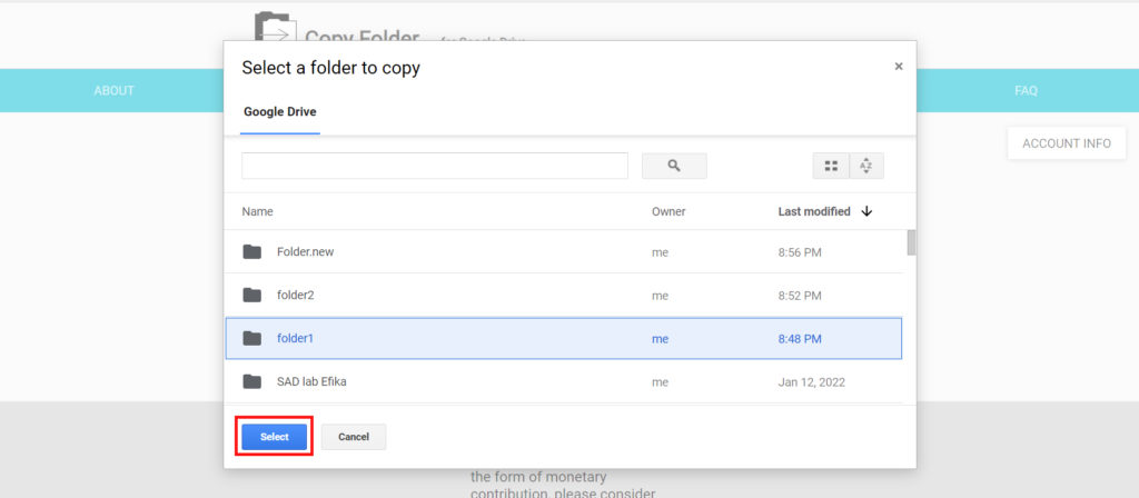 How to copy a folder in Google Drive?