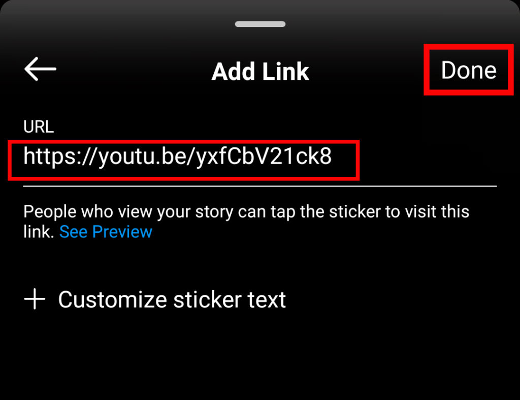 Paste your copied link on the URL section