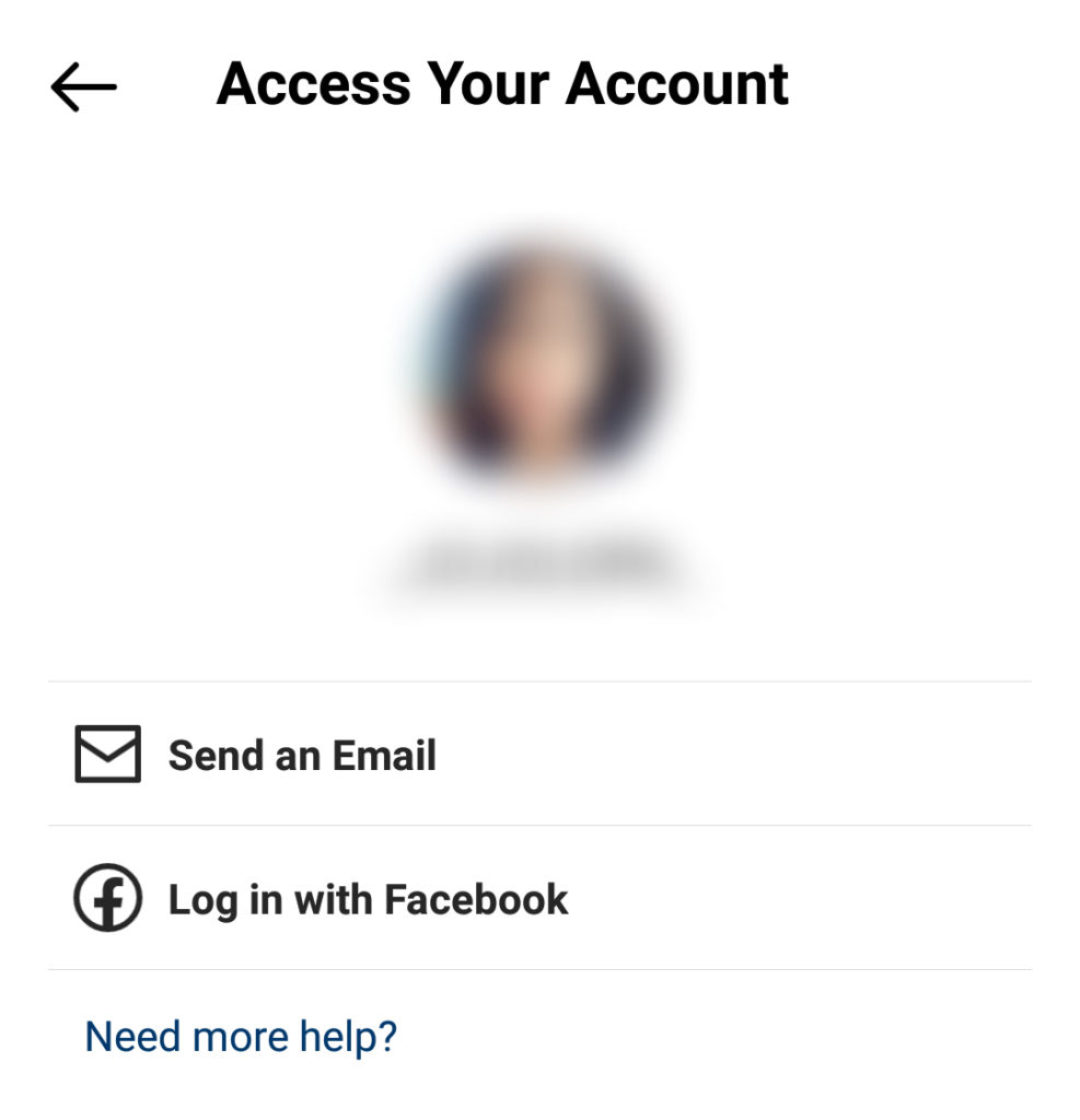 Reset details sent by email or login through Facebook