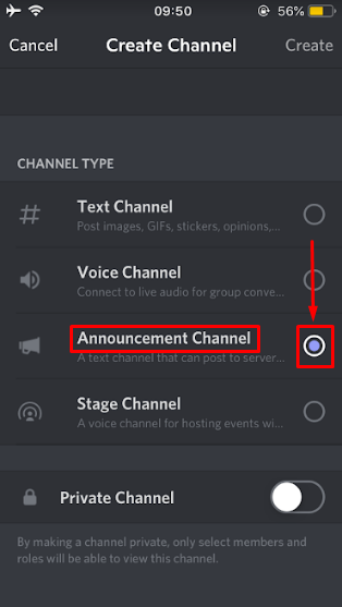 How to Make an Announcement Channel on Discord on mobile?
