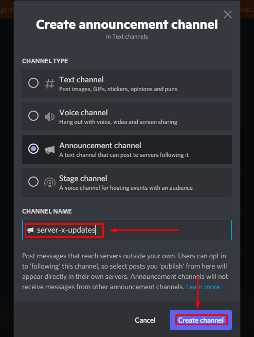 How to Make an Announcement Channel on Discord from desktop?