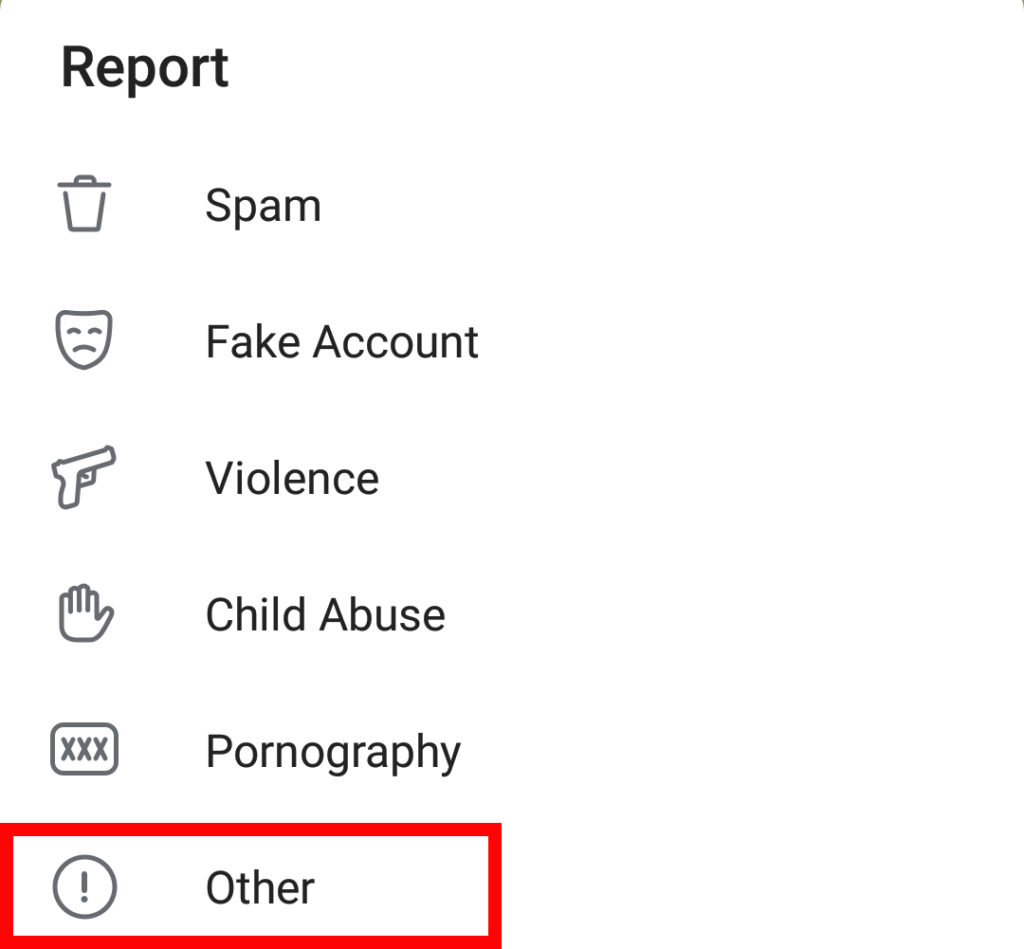 Tap on the specific reason why you want to report the group