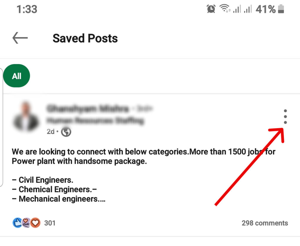 Un-save Posts on LinkedIn