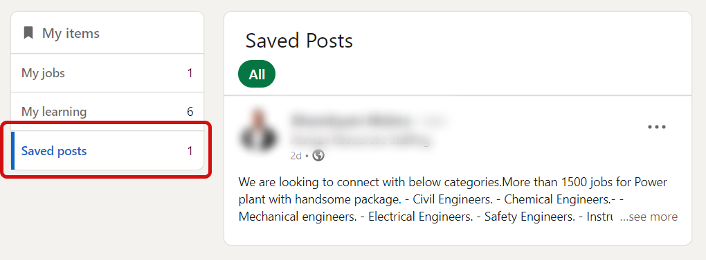 How to View Saved Posts on LinkedIn using website?