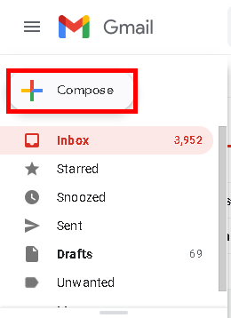 Firstly click on Compose to insert a table in gmail.