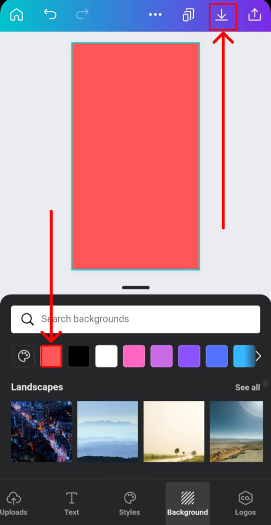 How to change the background color on Instagram story using Canva?