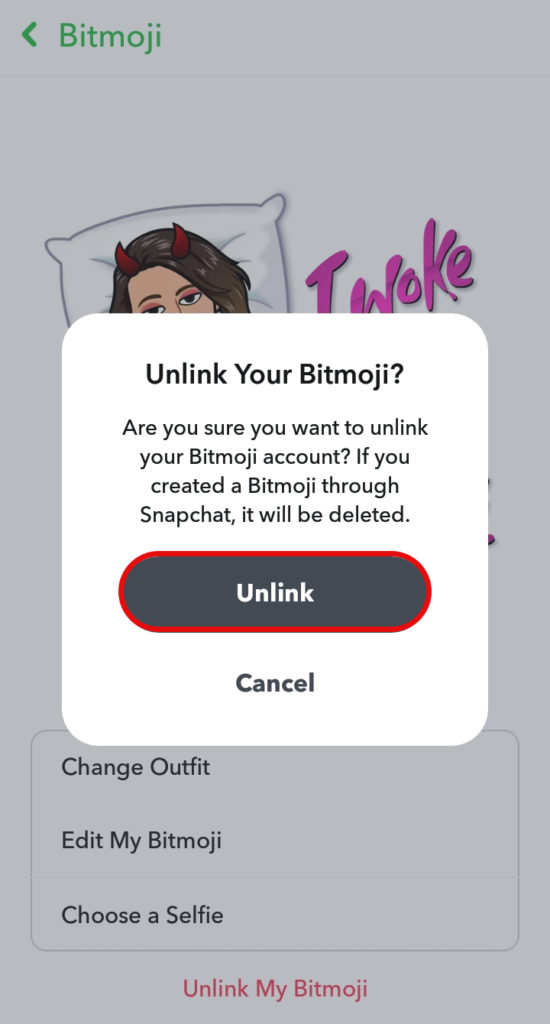 How to delete Bitmoji on Snapchat?