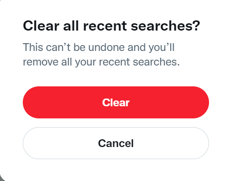 Clear search history on Twitter