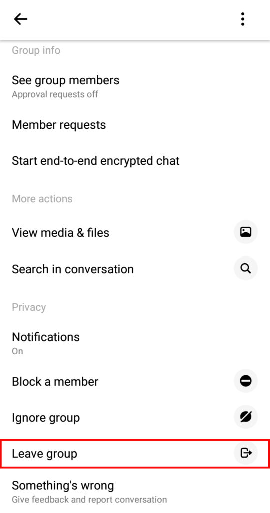 How to leave group on Messenger?