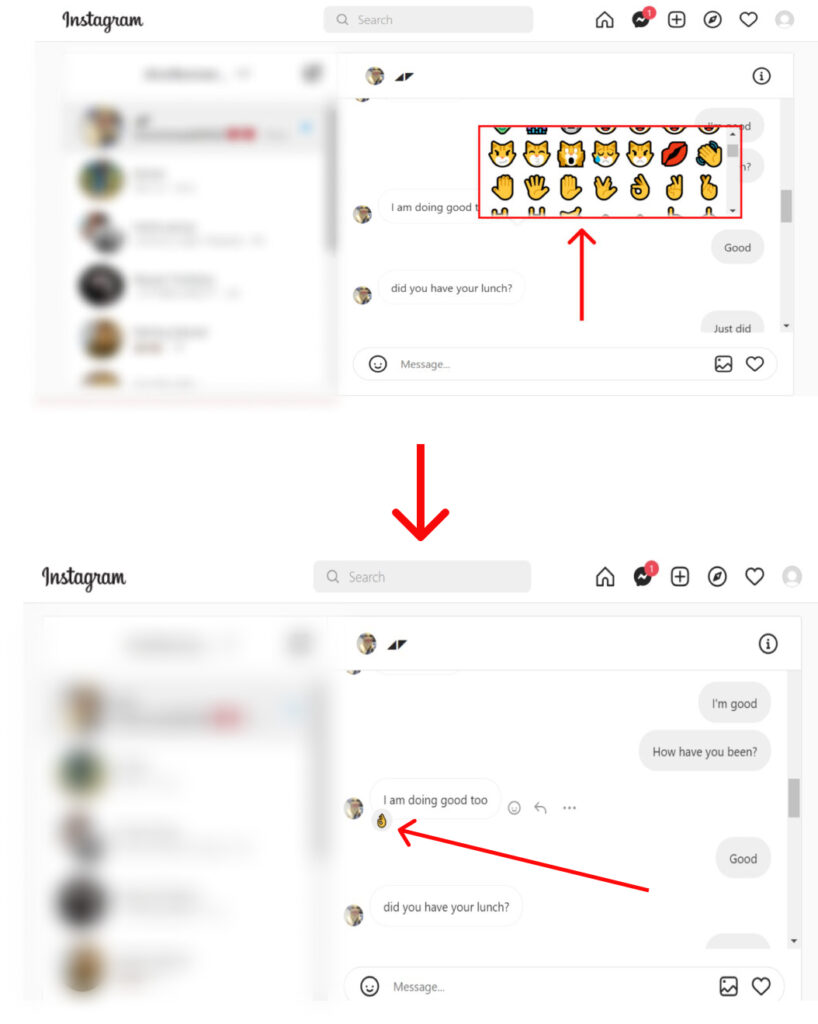 How to react to a message on Instagram?