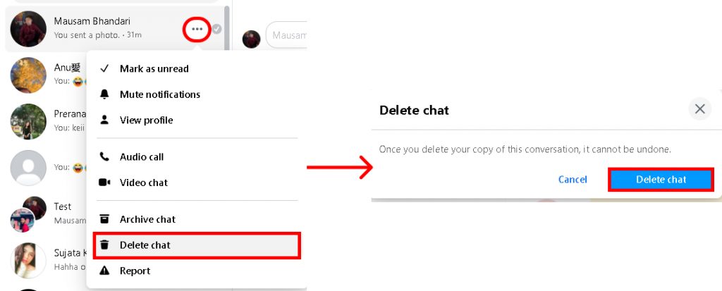 how to delete photos on Messenger?