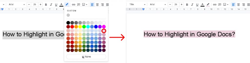 how to highlight in google docs?