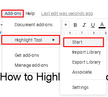 how to highlight in Google docs?