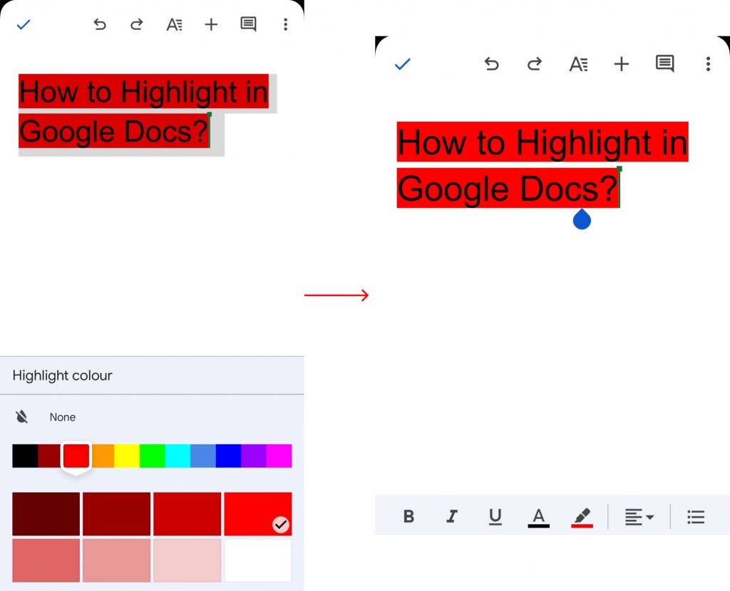how to highlight in google docs?
