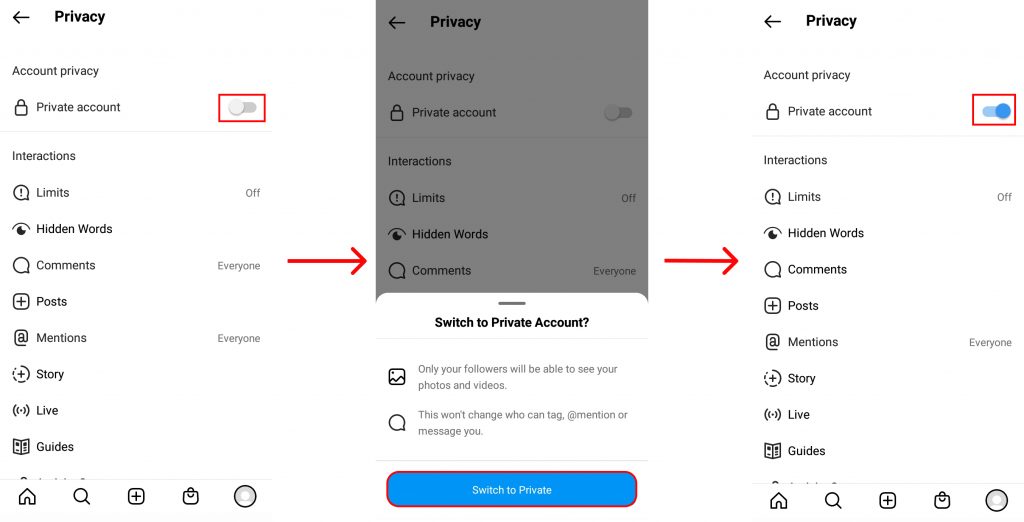 How to set your account to private on Instagram?