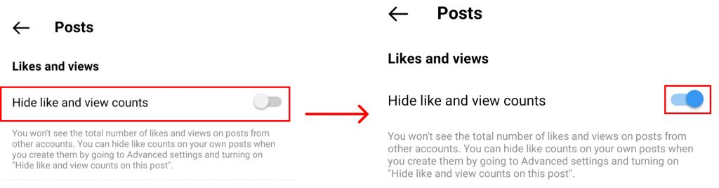 how to hide likes on Instagram?