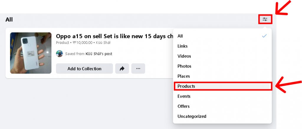 how to find saved posts on Facebook marketplace?