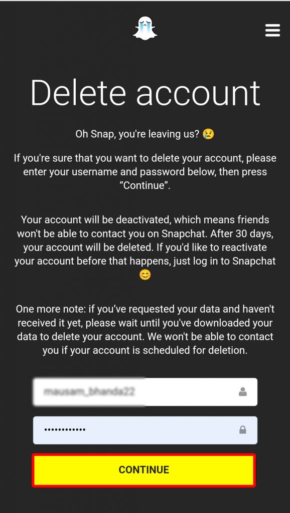 how to deactivate Snapchat account?