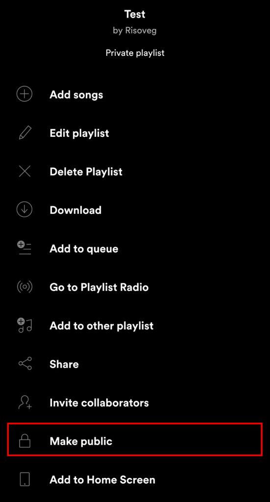 how to make Spotify playlist public?