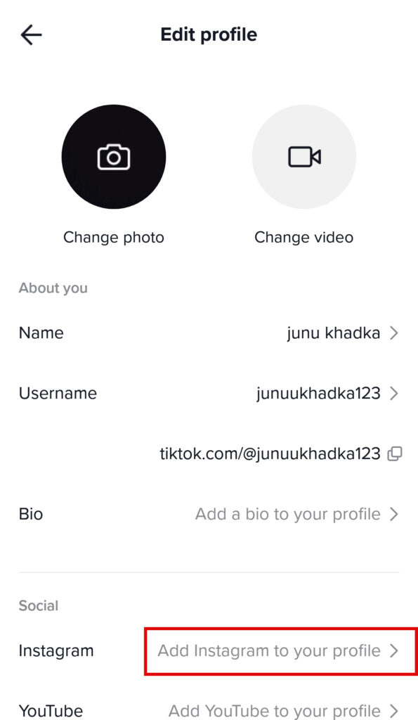 How to Add Your Instagram to Tiktok?