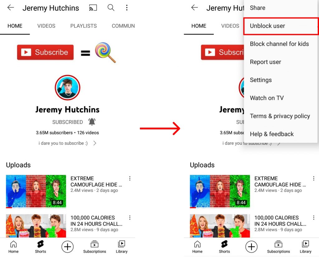 How to unblock channels on YouTube?