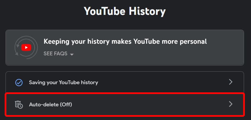 Auto-delete YouTube History