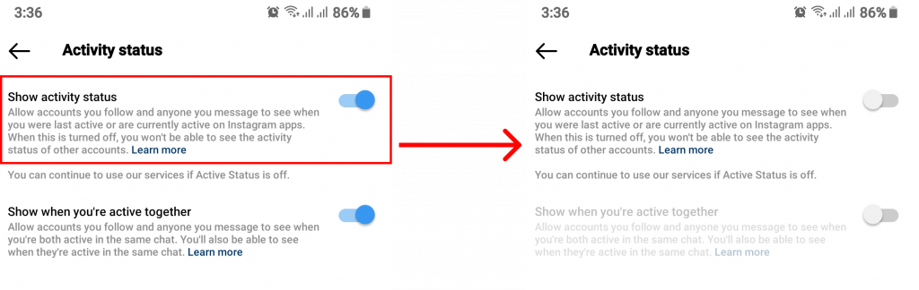 How to Turn Off Active Status on Instagram through Mobile Application?
