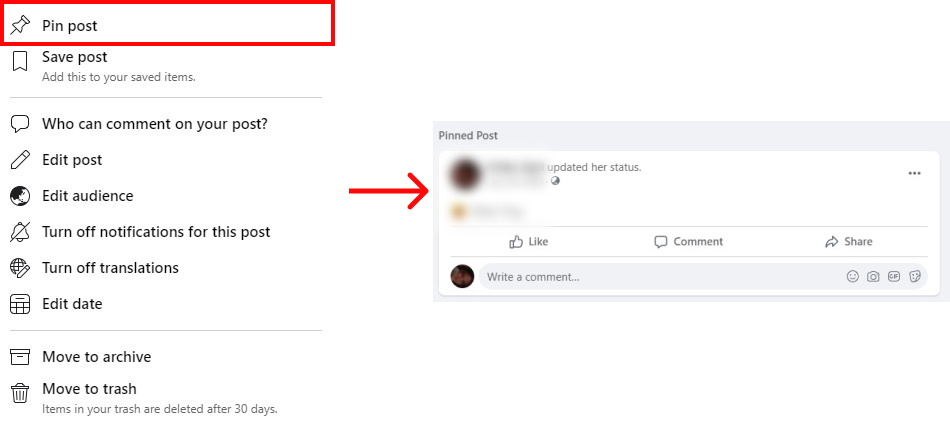 How to Pin a Post on Facebook Profile?