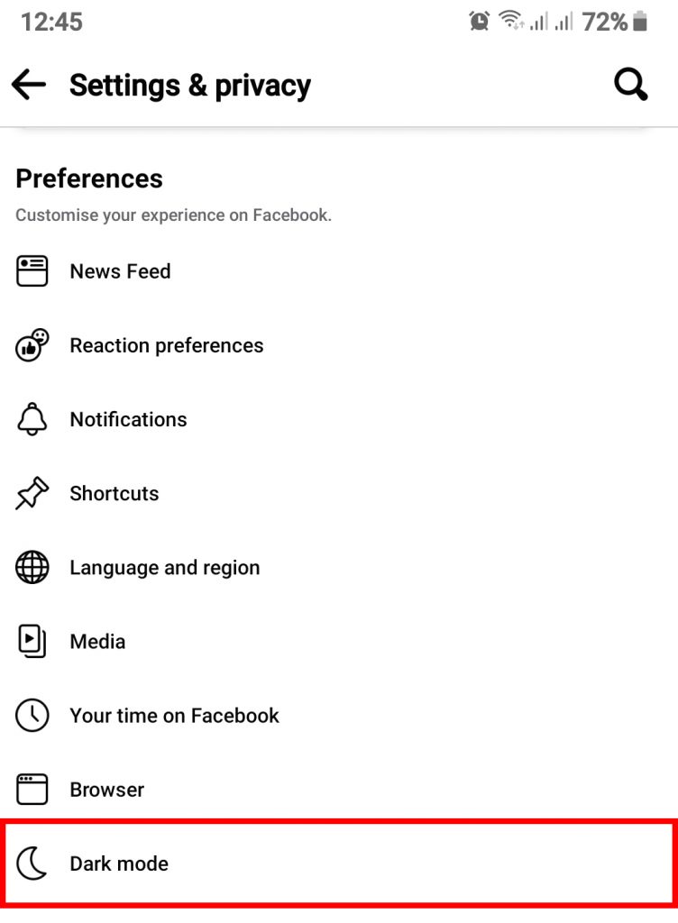 How to Enable Dark Mode on Facebook through Mobile App?