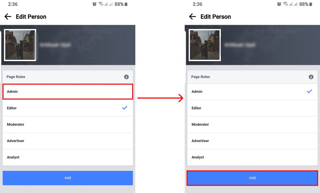 How to Add an Admin to a Facebook Page using Android/ IOS?
