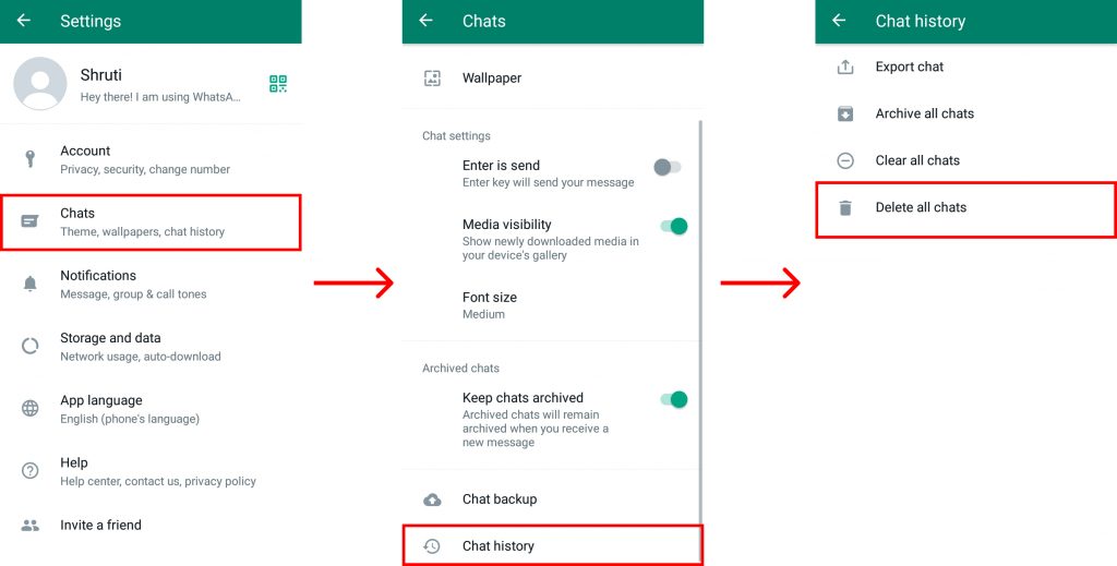 How to delete all chats on WhatsApp?