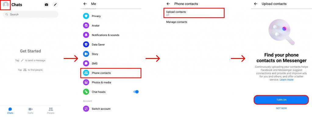How to add phone contacts on Messenger?