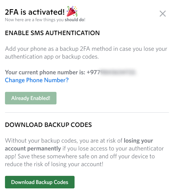 Enabling Two-Factor Authentication